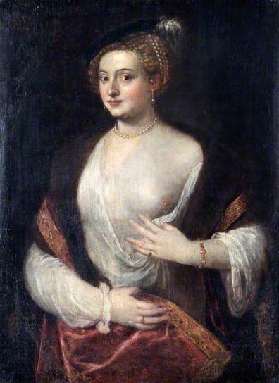 A Woman known as Titians Mistress ca. 1550   by Titian  Wellington Collection  Apsley House London